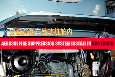 fire suppression device aerosol install in bus engine